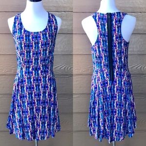 Racerback Dress Colorful Pattern NWOT Rounded Hem